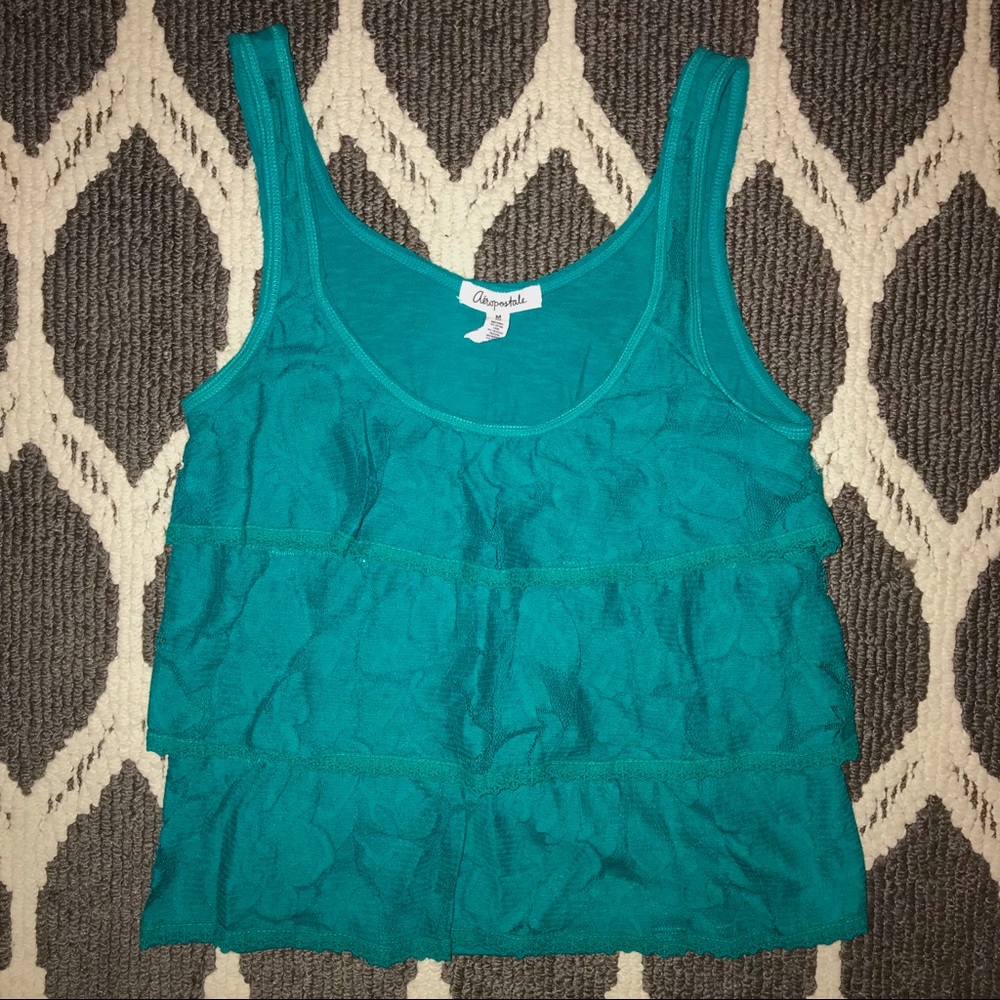 Aeropostale Girls teal lace tank top M Aero